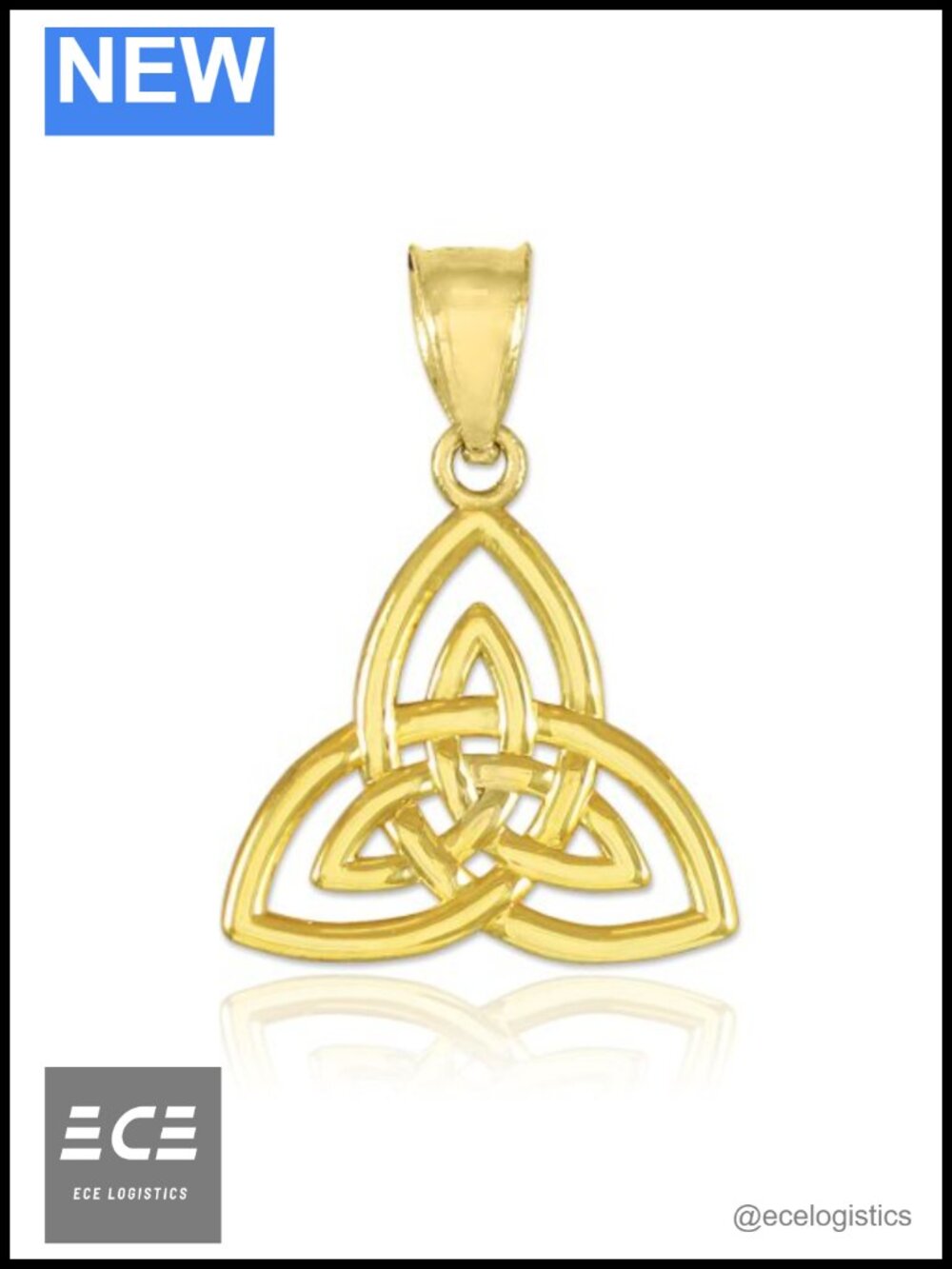 10K Yellow Gold Celtic Knot Triquetra Pendant Charm